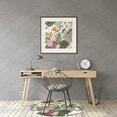 Office chair mat exotic flowers