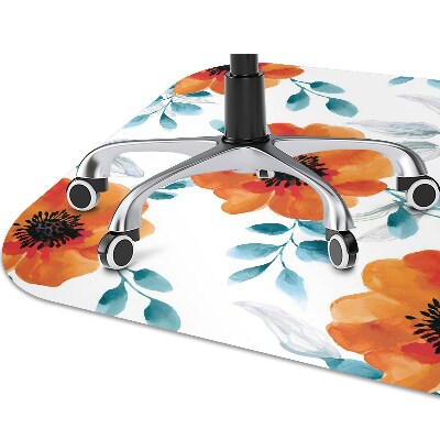 Office chair floor protector orange flower