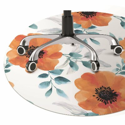 Office chair floor protector orange flower