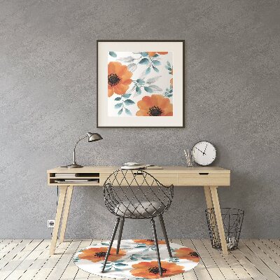 Office chair floor protector orange flower