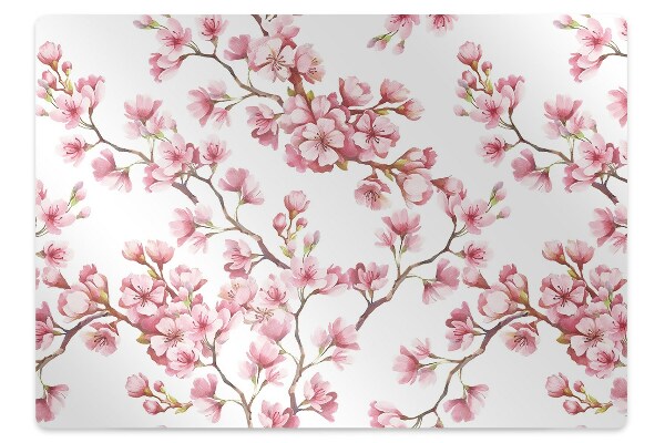 Desk chair mat pink flowers