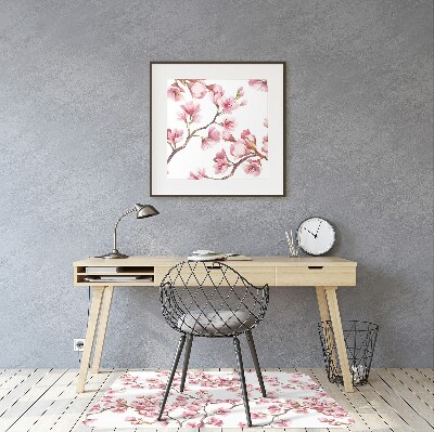 Desk chair mat pink flowers