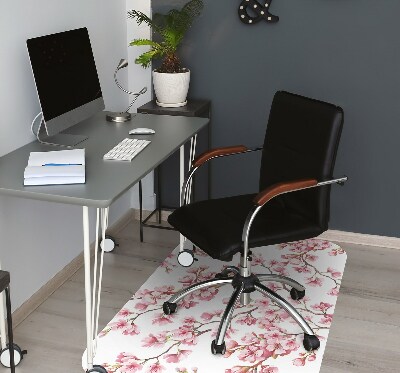 Desk chair mat pink flowers