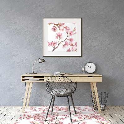 Desk chair mat pink flowers