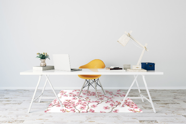 Desk chair mat pink flowers