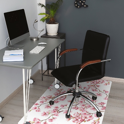 Desk chair mat pink flowers