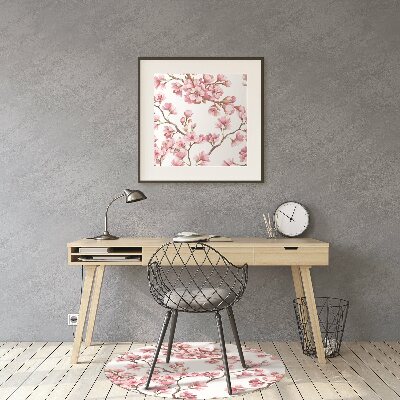 Desk chair mat pink flowers