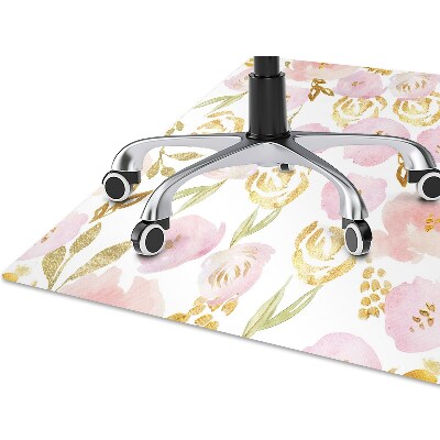 Desk chair mat pink flowers