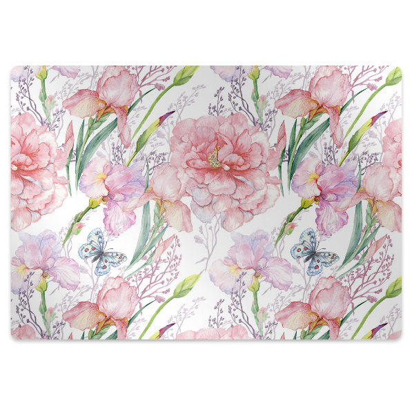 Office chair floor protector Peonies flowers