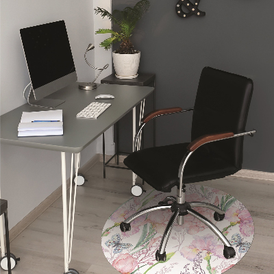 Office chair floor protector Peonies flowers