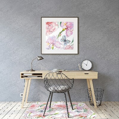 Office chair floor protector Peonies flowers