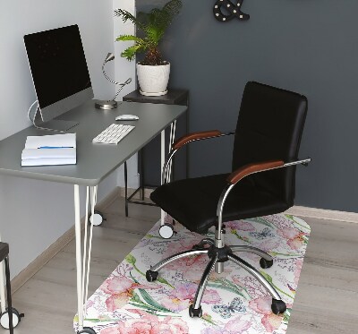 Office chair floor protector Peonies flowers