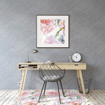 Office chair floor protector Peonies flowers