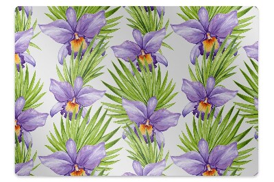 Office chair mat purple flowers