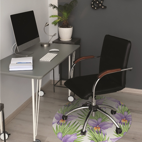 Office chair mat purple flowers