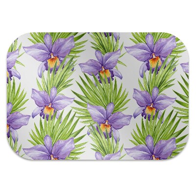 Office chair mat purple flowers