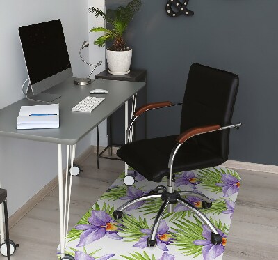 Office chair mat purple flowers