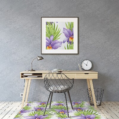 Office chair mat purple flowers