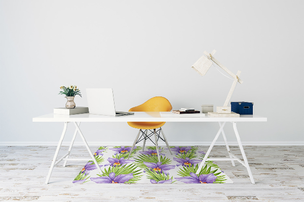 Office chair mat purple flowers