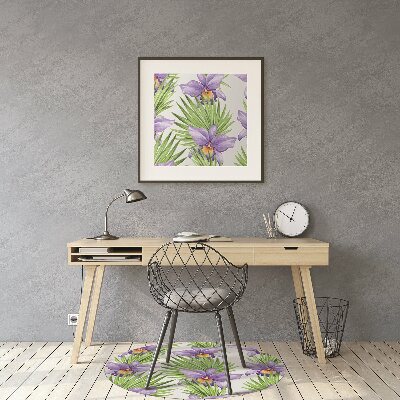 Office chair mat purple flowers