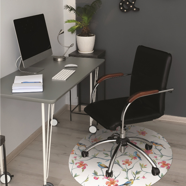 Office chair floor protector Birds on branches