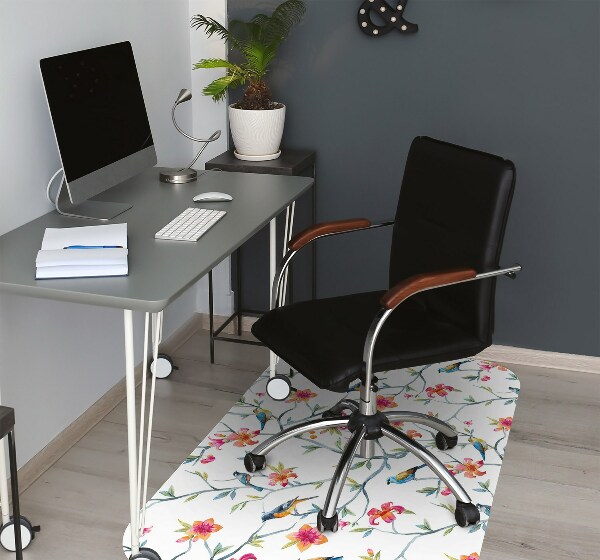 Office chair floor protector Birds on branches