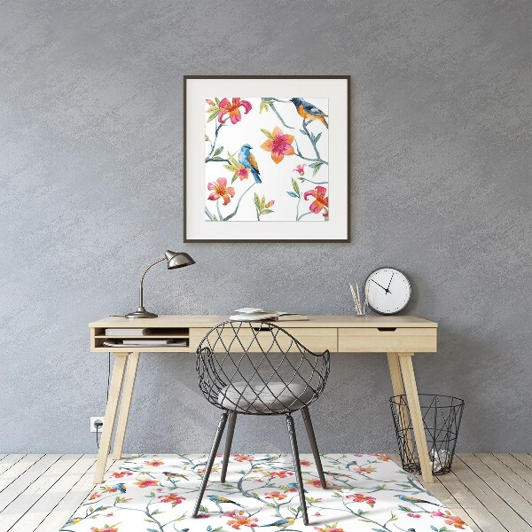 Office chair floor protector Birds on branches