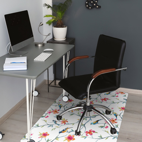 Office chair floor protector Birds on branches