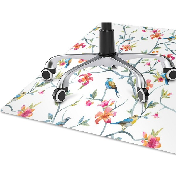 Office chair floor protector Birds on branches