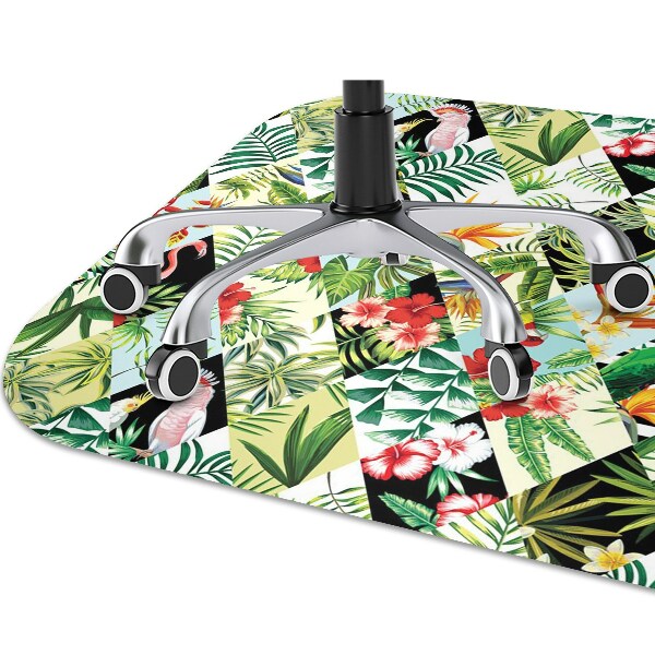 Office chair floor protector Flowers and birds