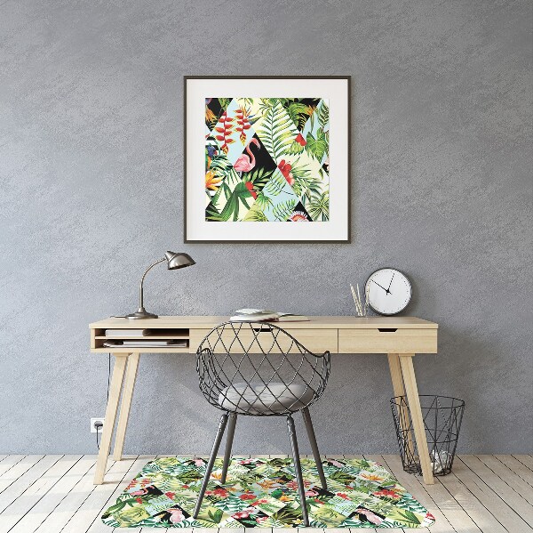 Office chair floor protector Flowers and birds
