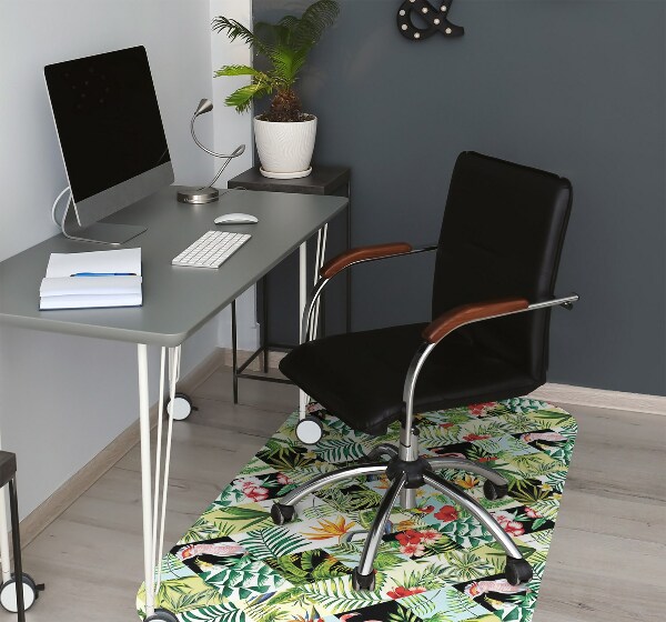 Office chair floor protector Flowers and birds
