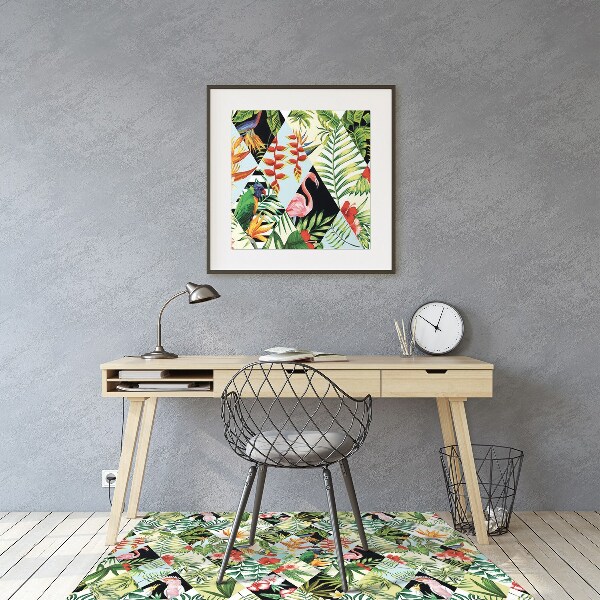 Office chair floor protector Flowers and birds