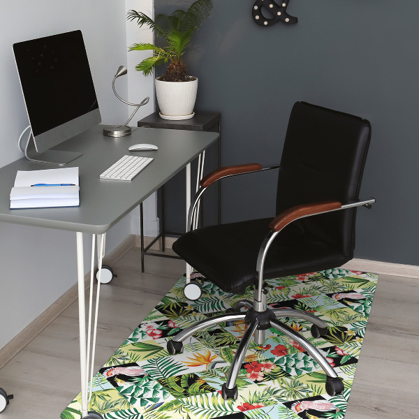Office chair floor protector Flowers and birds
