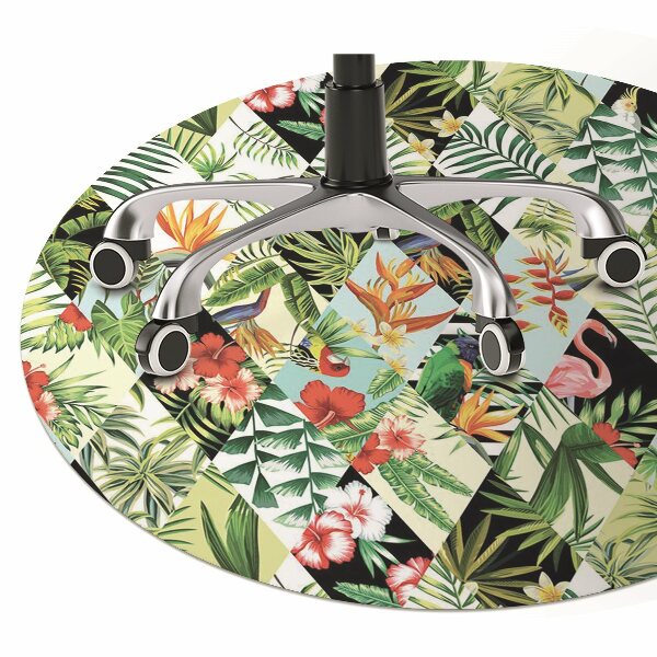 Office chair floor protector Flowers and birds