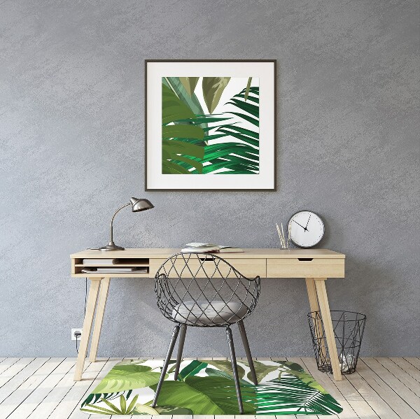 Office chair mat tropical leaves