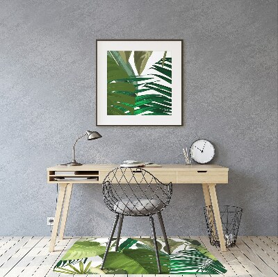 Office chair mat tropical leaves