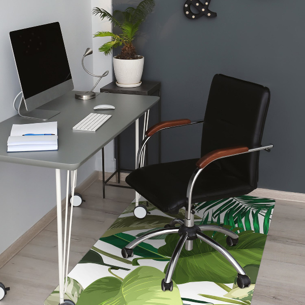Office chair mat tropical leaves