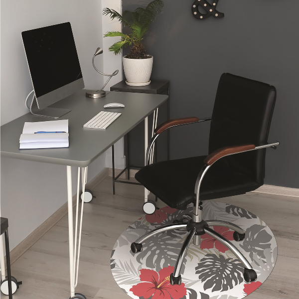 Office chair mat hibiscus
