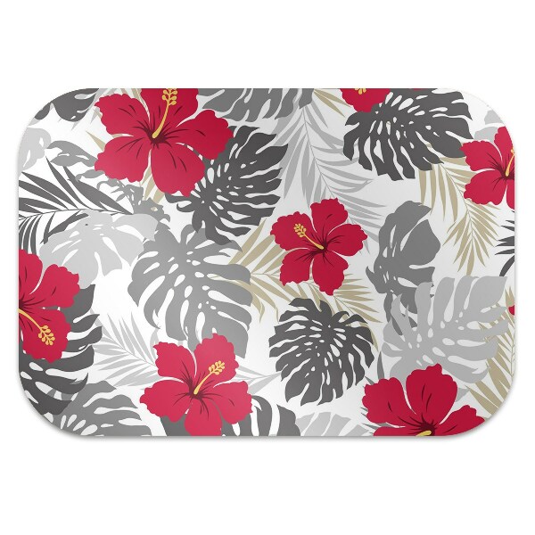 Office chair mat hibiscus