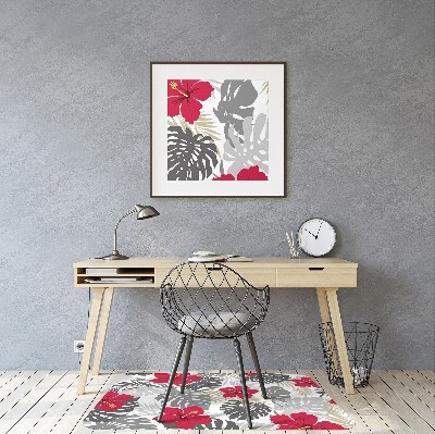 Office chair mat hibiscus