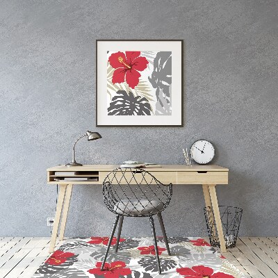 Office chair mat hibiscus