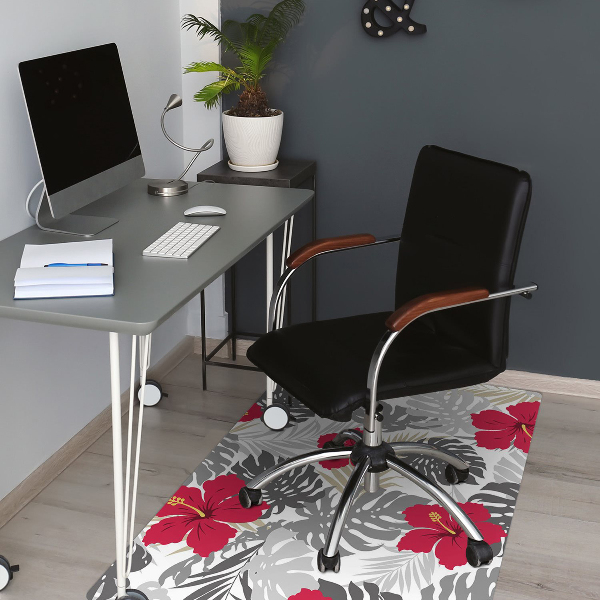 Office chair mat hibiscus