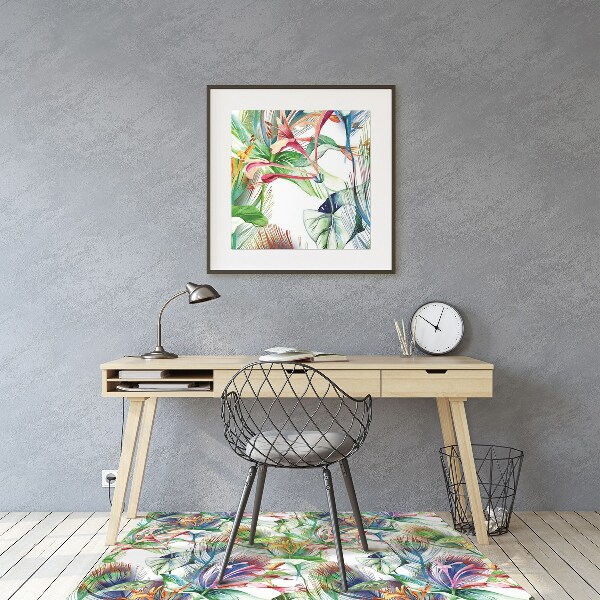 Office chair mat Colorful flowers