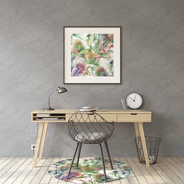 Office chair mat Colorful flowers