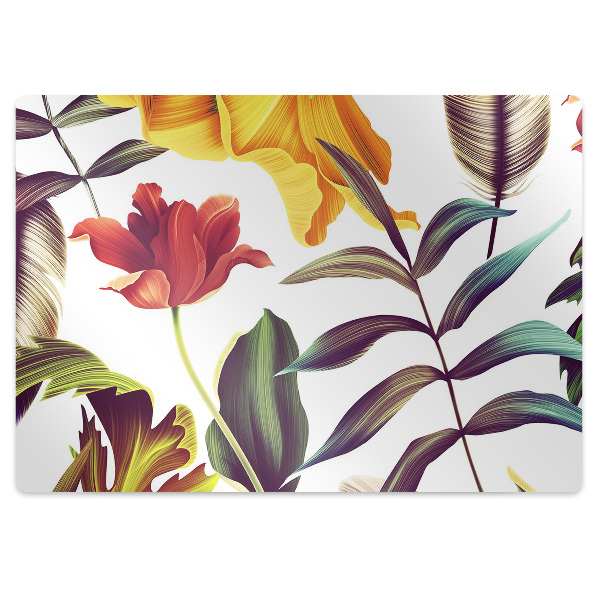 Office chair mat tropical Flowers