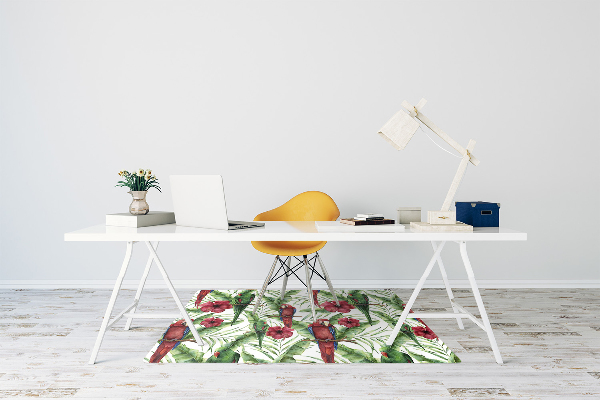 Office chair mat exotic parrots