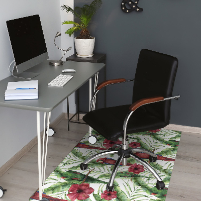 Office chair mat exotic parrots