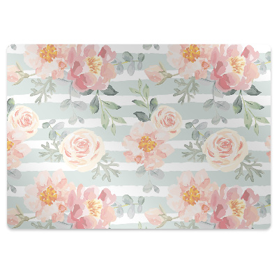 Desk chair mat pink flowers