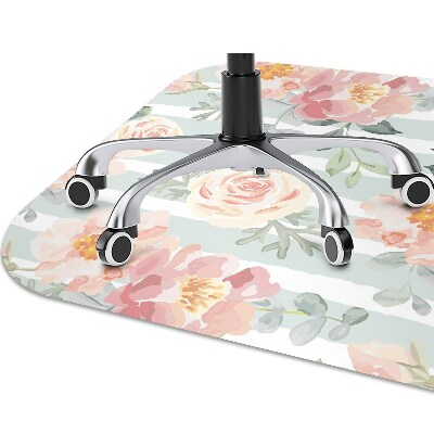 Desk chair mat pink flowers